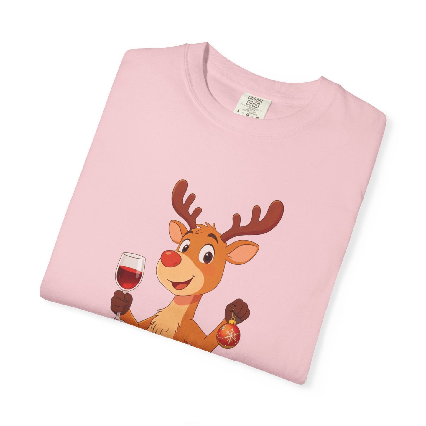 Festive Reindeer Revelry: Cartoon Holiday Celebration, Whimsical Christmas Character DesignT-Shirt – Custom T-Shirt by PixelCraft360, unique decoration for events and special gifts