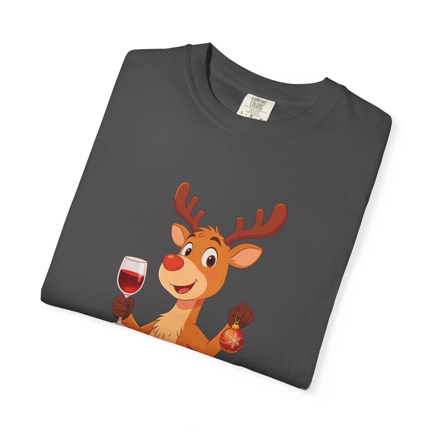Festive Reindeer Revelry: Cartoon Holiday Celebration, Whimsical Christmas Character DesignT-Shirt – Custom T-Shirt by PixelCraft360, unique decoration for events and special gifts