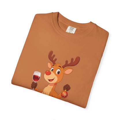 Festive Reindeer Revelry: Cartoon Holiday Celebration, Whimsical Christmas Character DesignT-Shirt – Custom T-Shirt by PixelCraft360, unique decoration for events and special gifts