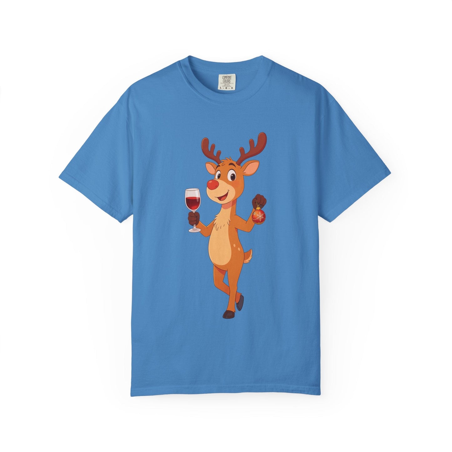 Festive Reindeer Revelry: Cartoon Holiday Celebration, Whimsical Christmas Character DesignT-Shirt – Custom T-Shirt by PixelCraft360, unique decoration for events and special gifts