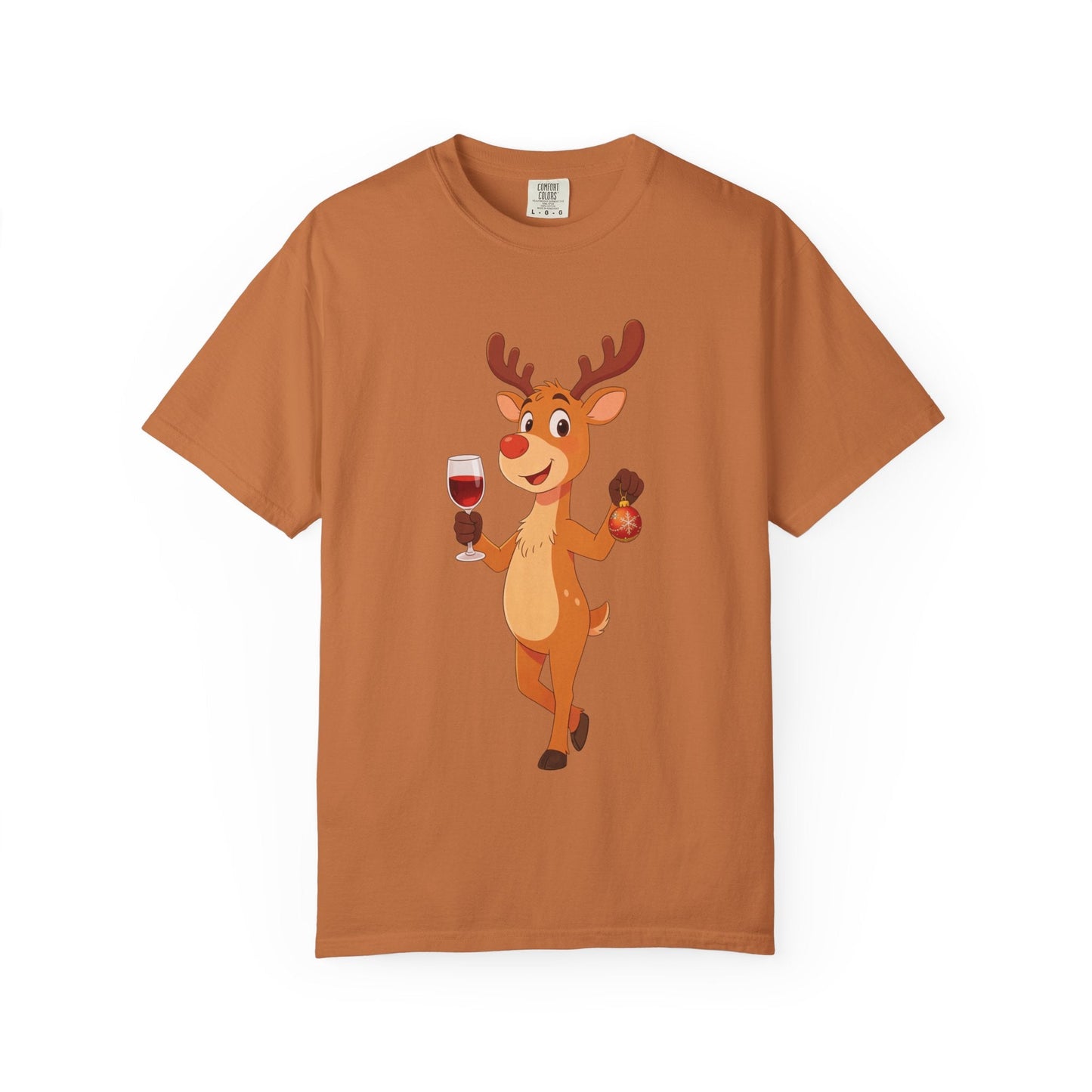 Festive Reindeer Revelry: Cartoon Holiday Celebration, Whimsical Christmas Character DesignT-Shirt – Custom T-Shirt by PixelCraft360, unique decoration for events and special gifts