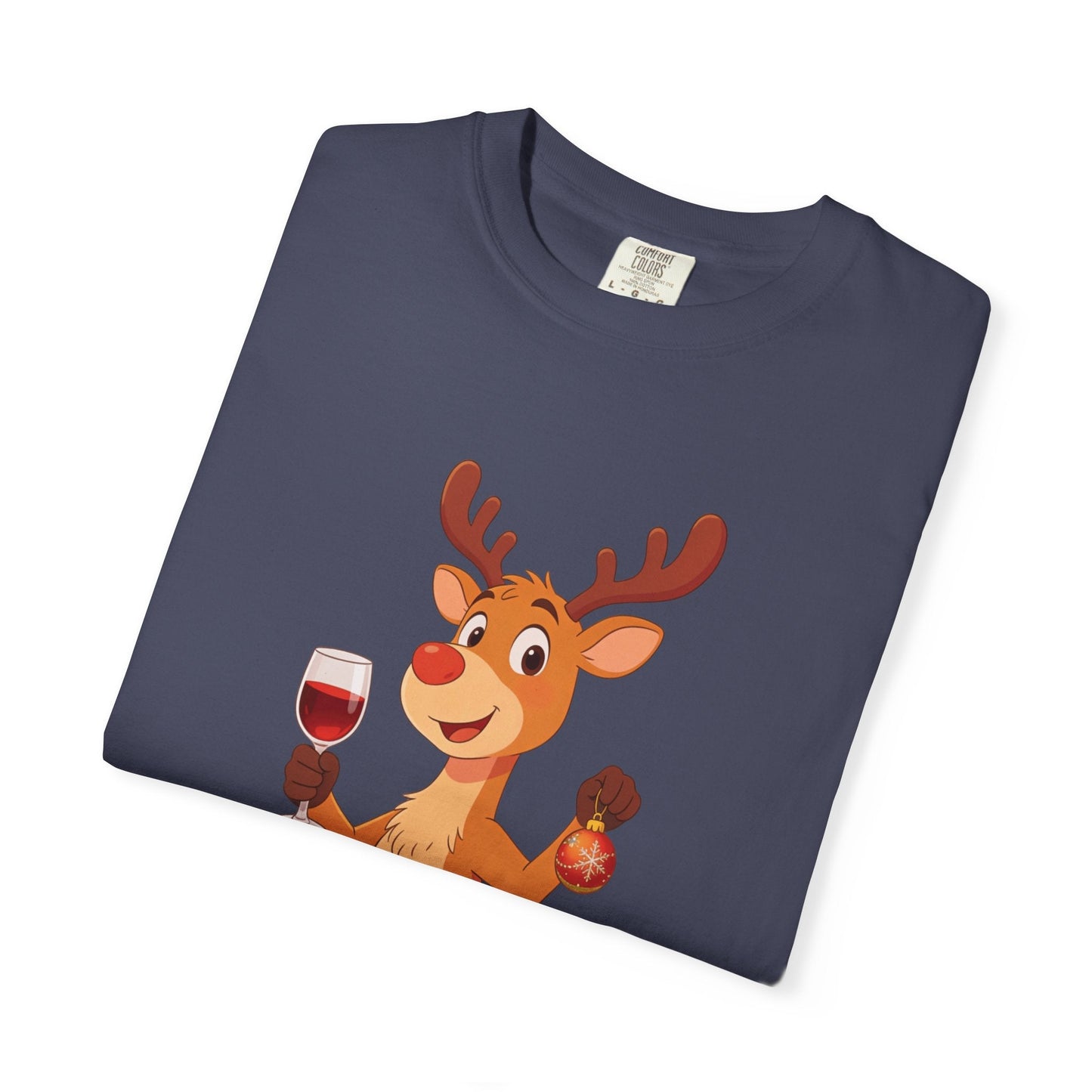 Festive Reindeer Revelry: Cartoon Holiday Celebration, Whimsical Christmas Character DesignT-Shirt – Custom T-Shirt by PixelCraft360, unique decoration for events and special gifts