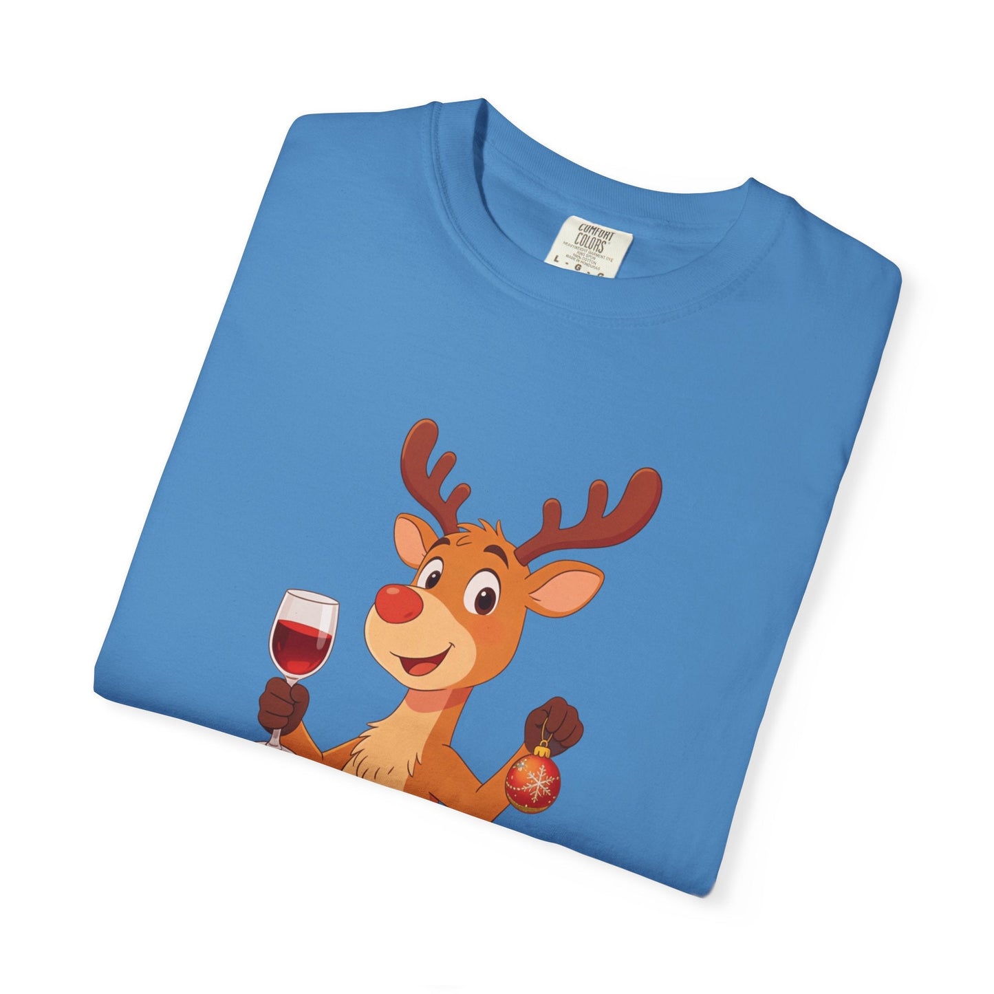 Festive Reindeer Revelry: Cartoon Holiday Celebration, Whimsical Christmas Character DesignT-Shirt – Custom T-Shirt by PixelCraft360, unique decoration for events and special gifts