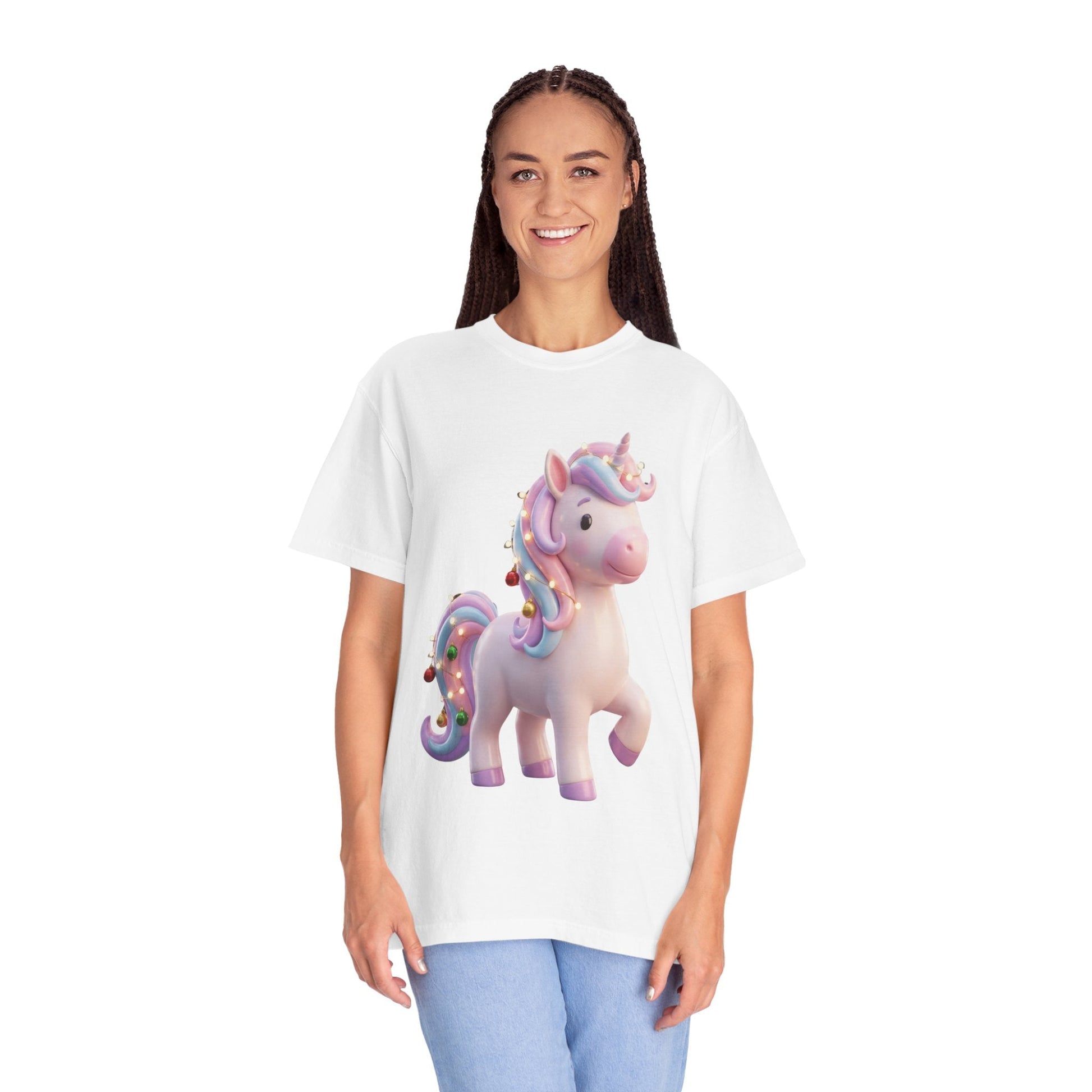 Festive Unicorn Magic: Holiday Sparkle, 3D Fantasy IllustrationT-Shirt – Custom T-Shirt by PixelCraft360, unique decoration for events and special gifts