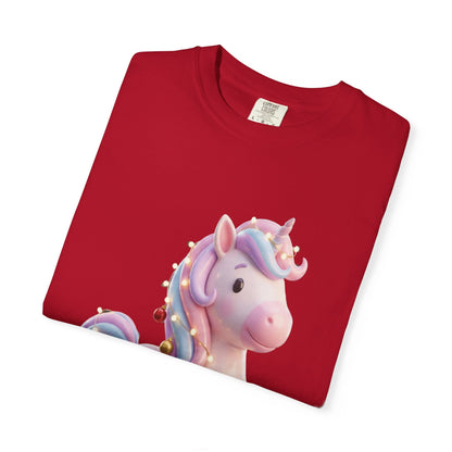 Festive Unicorn Magic: Holiday Sparkle, 3D Fantasy IllustrationT-Shirt – Custom T-Shirt by PixelCraft360, unique decoration for events and special gifts