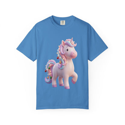 Festive Unicorn Magic: Holiday Sparkle, 3D Fantasy IllustrationT-Shirt – Custom T-Shirt by PixelCraft360, unique decoration for events and special gifts