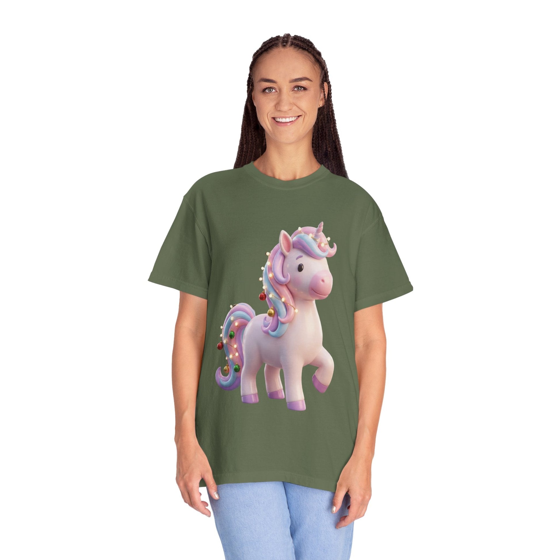 Festive Unicorn Magic: Holiday Sparkle, 3D Fantasy IllustrationT-Shirt – Custom T-Shirt by PixelCraft360, unique decoration for events and special gifts