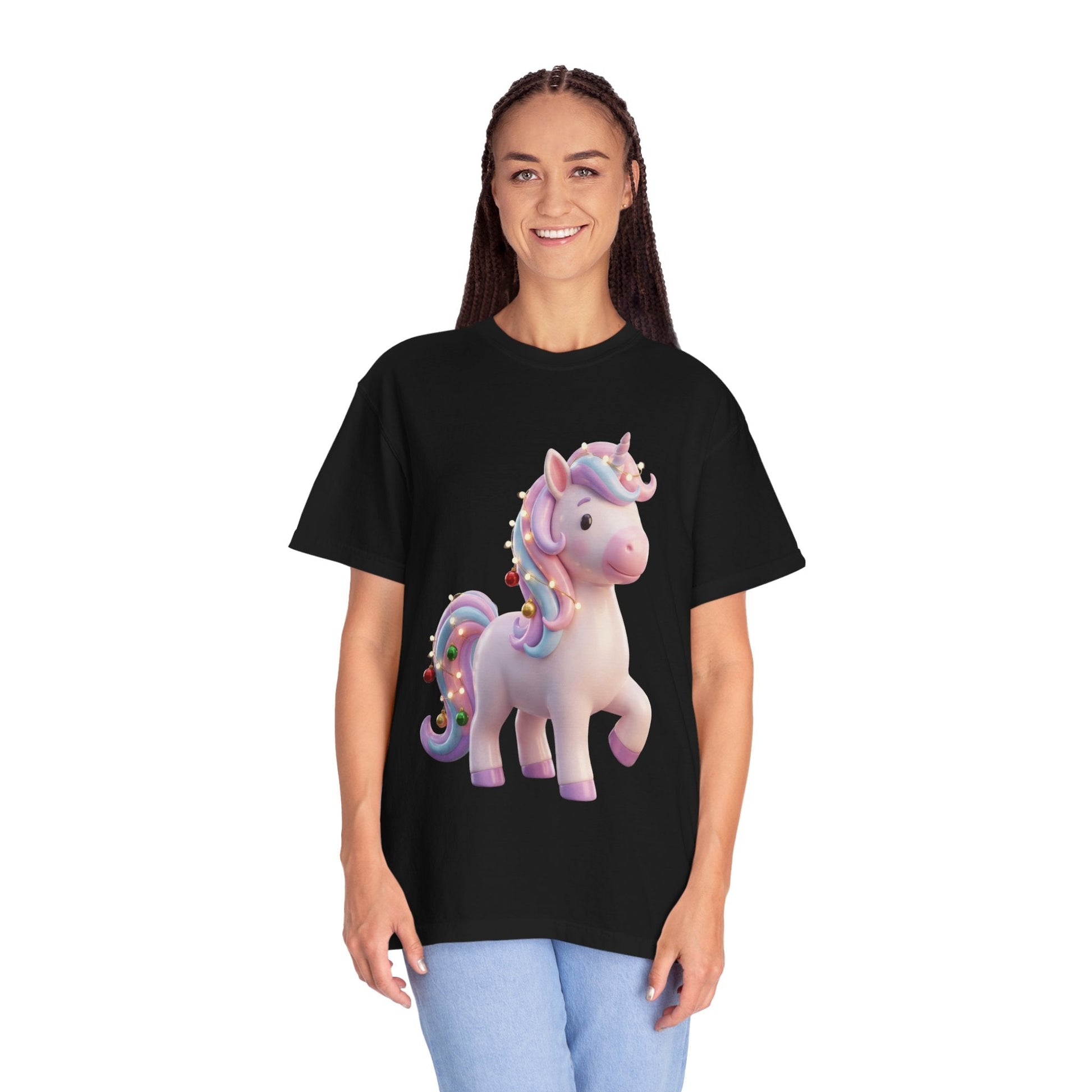 Festive Unicorn Magic: Holiday Sparkle, 3D Fantasy IllustrationT-Shirt – Custom T-Shirt by PixelCraft360, unique decoration for events and special gifts