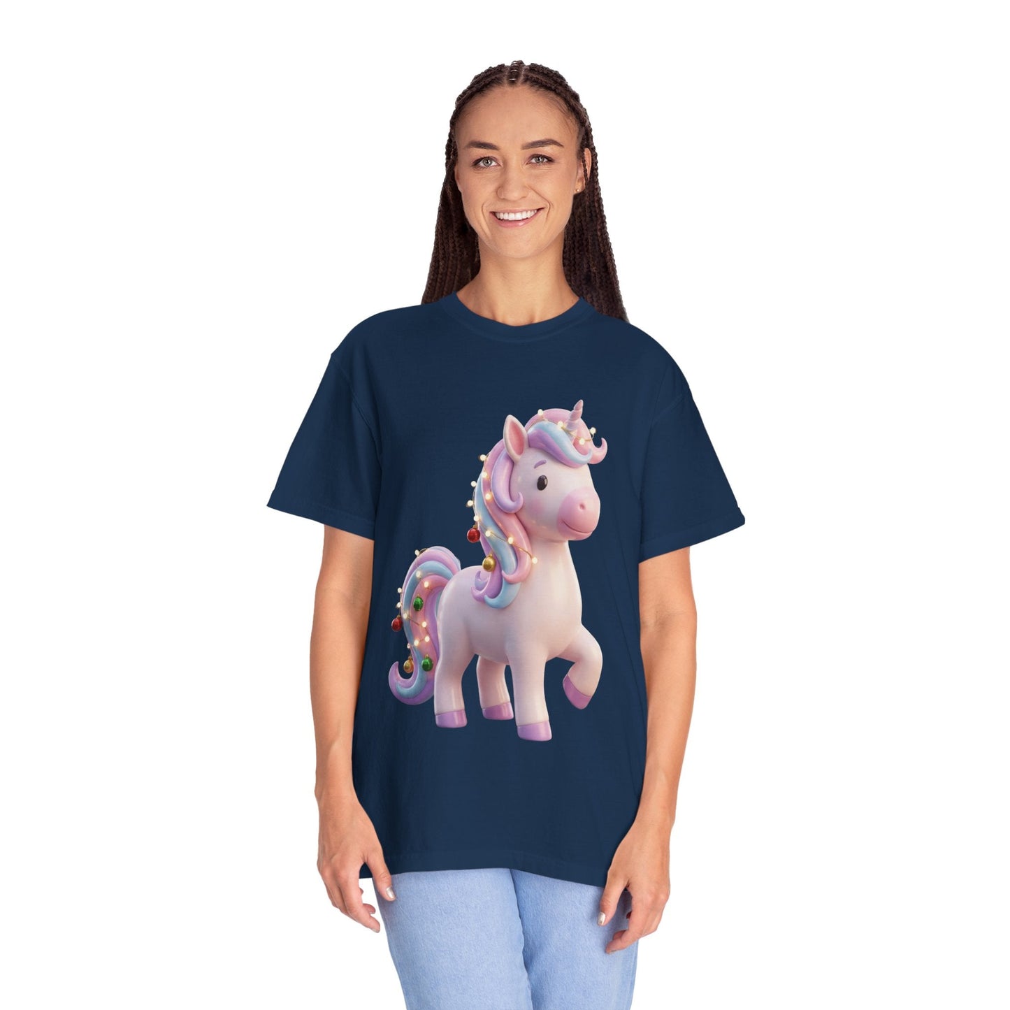 Festive Unicorn Magic: Holiday Sparkle, 3D Fantasy IllustrationT-Shirt – Custom T-Shirt by PixelCraft360, unique decoration for events and special gifts