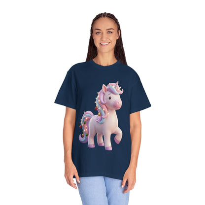 Festive Unicorn Magic: Holiday Sparkle, 3D Fantasy IllustrationT-Shirt – Custom T-Shirt by PixelCraft360, unique decoration for events and special gifts