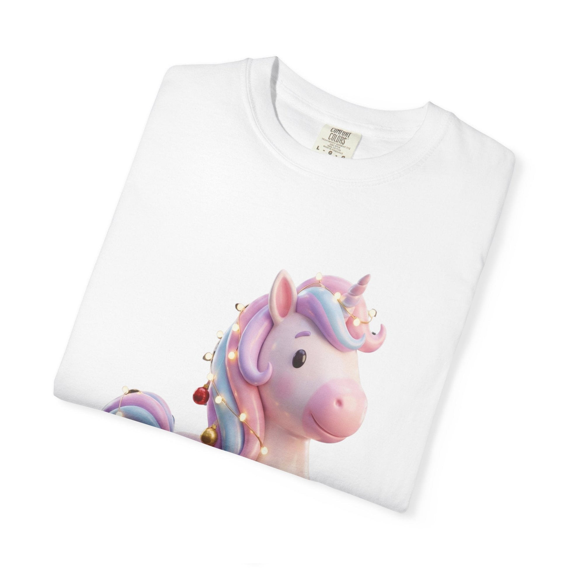 Festive Unicorn Magic: Holiday Sparkle, 3D Fantasy IllustrationT-Shirt – Custom T-Shirt by PixelCraft360, unique decoration for events and special gifts
