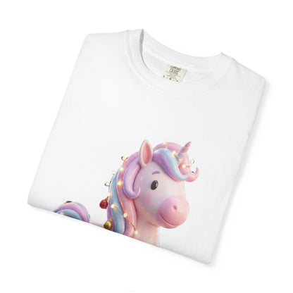 Festive Unicorn Magic: Holiday Sparkle, 3D Fantasy IllustrationT-Shirt – Custom T-Shirt by PixelCraft360, unique decoration for events and special gifts