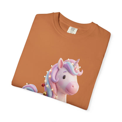 Festive Unicorn Magic: Holiday Sparkle, 3D Fantasy IllustrationT-Shirt – Custom T-Shirt by PixelCraft360, unique decoration for events and special gifts
