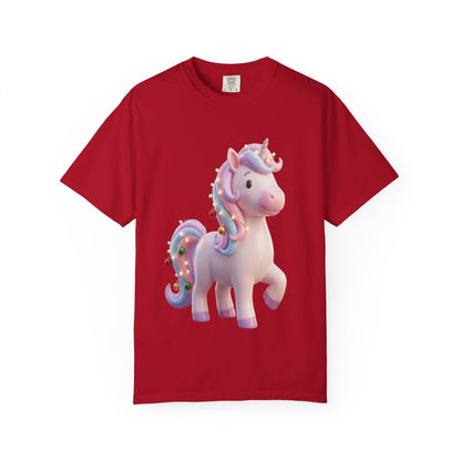 Festive Unicorn Magic: Holiday Sparkle, 3D Fantasy IllustrationT-Shirt – Custom T-Shirt by PixelCraft360, unique decoration for events and special gifts