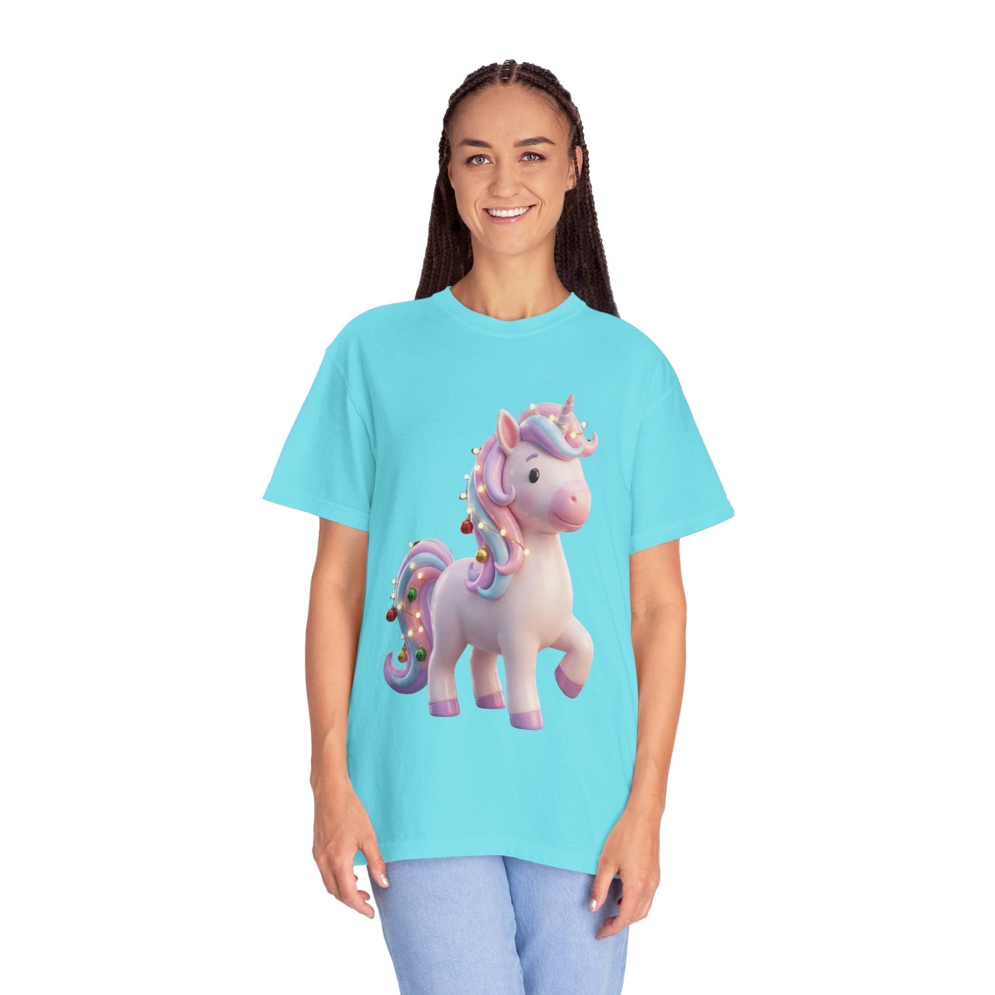 Festive Unicorn Magic: Holiday Sparkle, 3D Fantasy IllustrationT-Shirt – Custom T-Shirt by PixelCraft360, unique decoration for events and special gifts