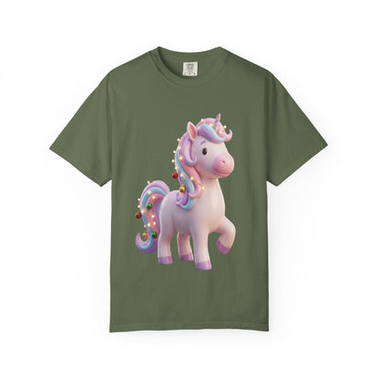 Festive Unicorn Magic: Holiday Sparkle, 3D Fantasy IllustrationT-Shirt – Custom T-Shirt by PixelCraft360, unique decoration for events and special gifts