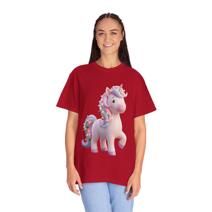 Festive Unicorn Magic: Holiday Sparkle, 3D Fantasy IllustrationT-Shirt – Custom T-Shirt by PixelCraft360, unique decoration for events and special gifts