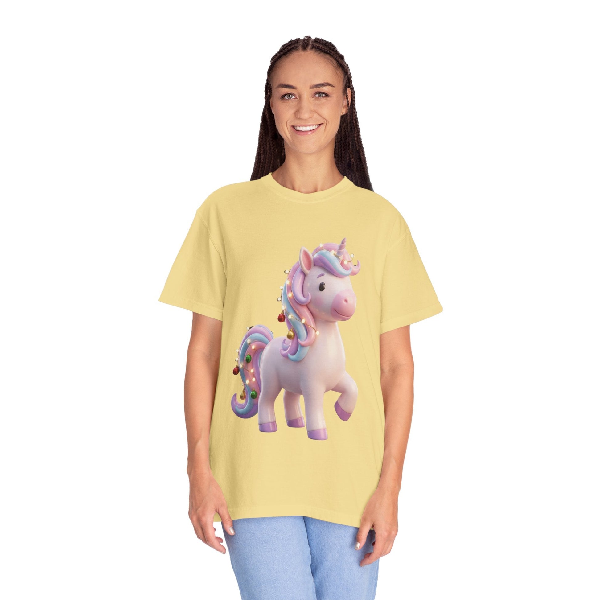 Festive Unicorn Magic: Holiday Sparkle, 3D Fantasy IllustrationT-Shirt – Custom T-Shirt by PixelCraft360, unique decoration for events and special gifts