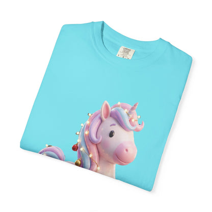 Festive Unicorn Magic: Holiday Sparkle, 3D Fantasy IllustrationT-Shirt – Custom T-Shirt by PixelCraft360, unique decoration for events and special gifts