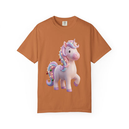 Festive Unicorn Magic: Holiday Sparkle, 3D Fantasy IllustrationT-Shirt – Custom T-Shirt by PixelCraft360, unique decoration for events and special gifts