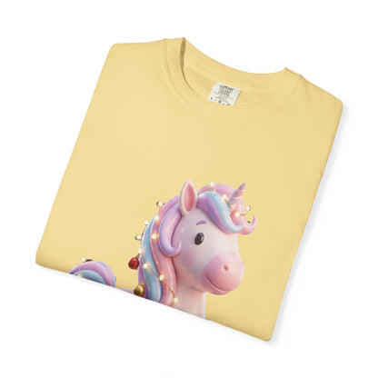 Festive Unicorn Magic: Holiday Sparkle, 3D Fantasy IllustrationT-Shirt – Custom T-Shirt by PixelCraft360, unique decoration for events and special gifts