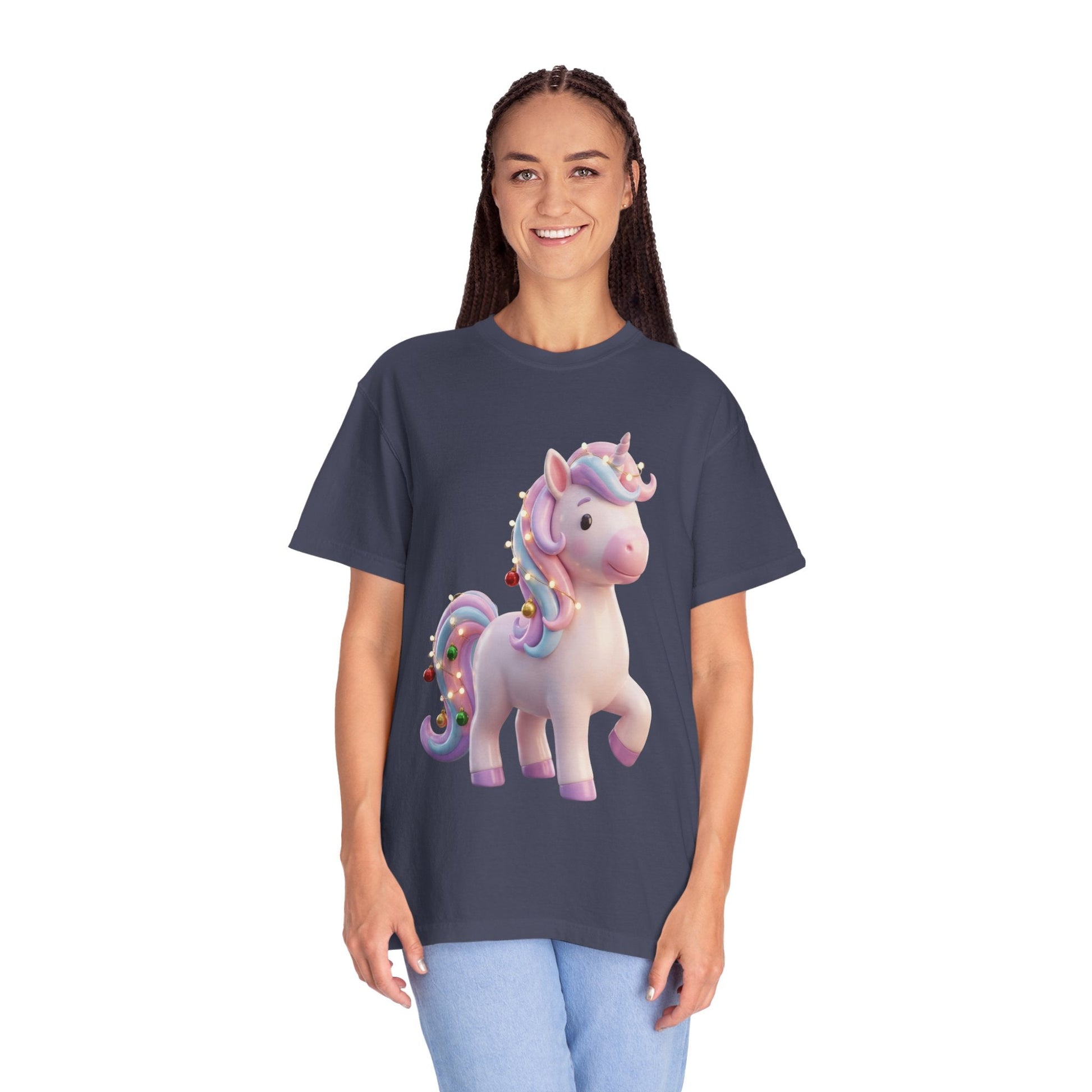 Festive Unicorn Magic: Holiday Sparkle, 3D Fantasy IllustrationT-Shirt – Custom T-Shirt by PixelCraft360, unique decoration for events and special gifts