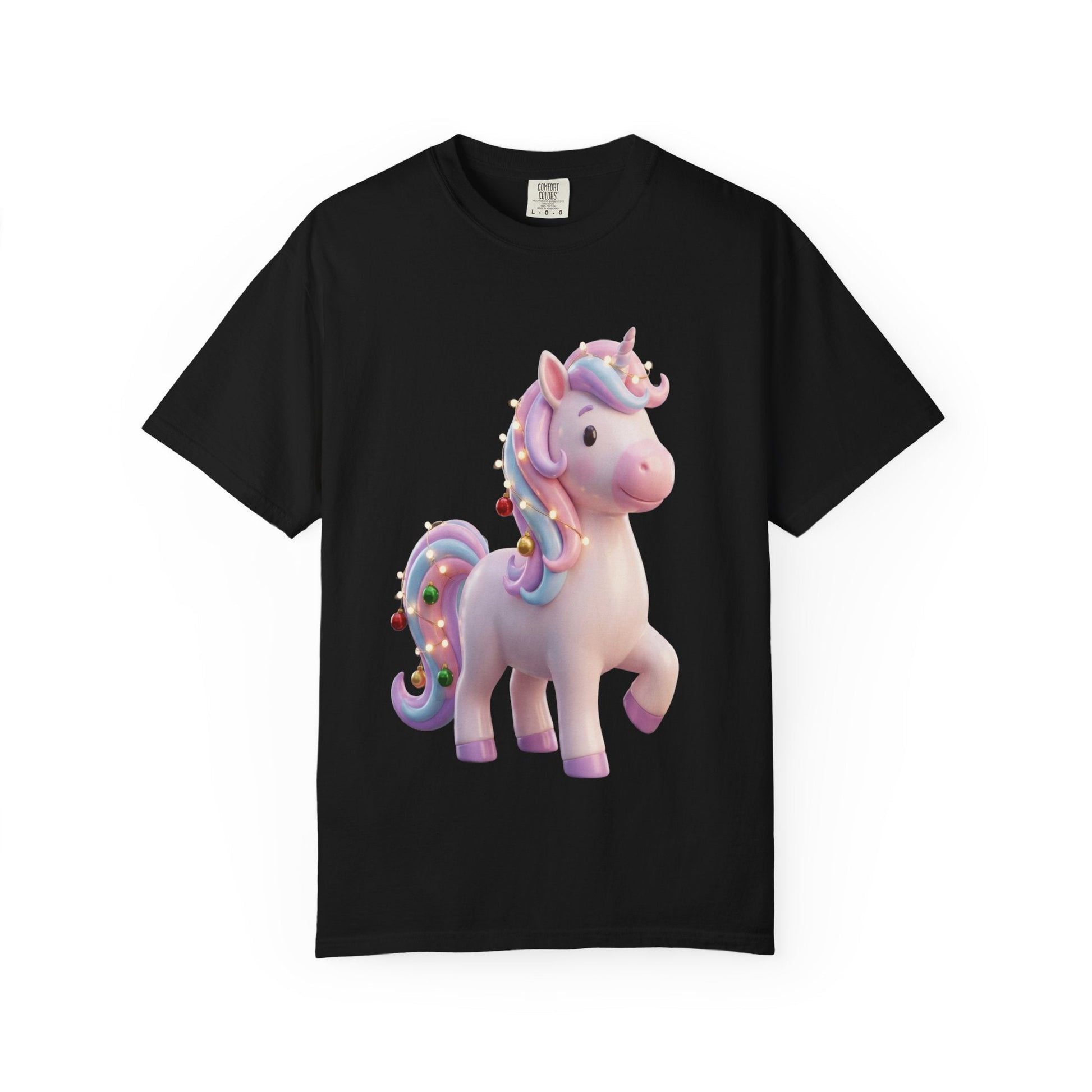 Festive Unicorn Magic: Holiday Sparkle, 3D Fantasy IllustrationT-Shirt – Custom T-Shirt by PixelCraft360, unique decoration for events and special gifts