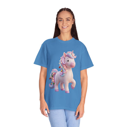 Festive Unicorn Magic: Holiday Sparkle, 3D Fantasy IllustrationT-Shirt – Custom T-Shirt by PixelCraft360, unique decoration for events and special gifts