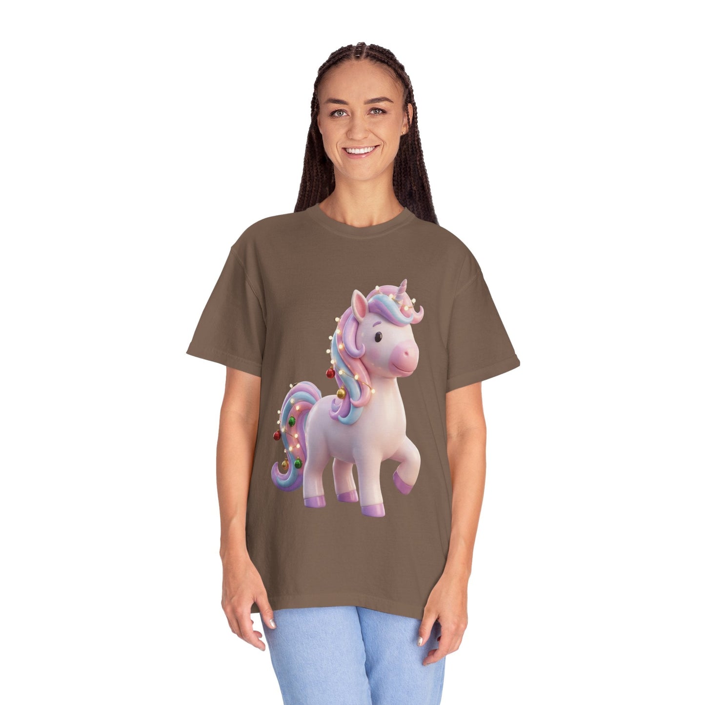 Festive Unicorn Magic: Holiday Sparkle, 3D Fantasy IllustrationT-Shirt – Custom T-Shirt by PixelCraft360, unique decoration for events and special gifts