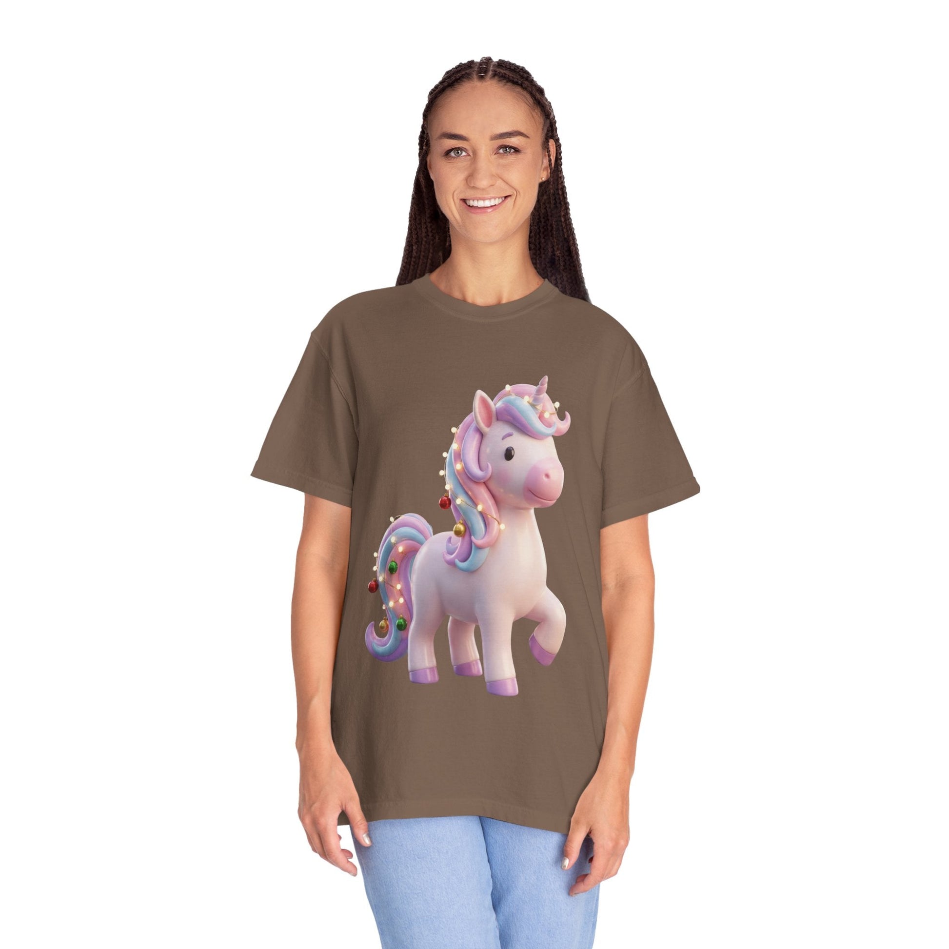 Festive Unicorn Magic: Holiday Sparkle, 3D Fantasy IllustrationT-Shirt – Custom T-Shirt by PixelCraft360, unique decoration for events and special gifts