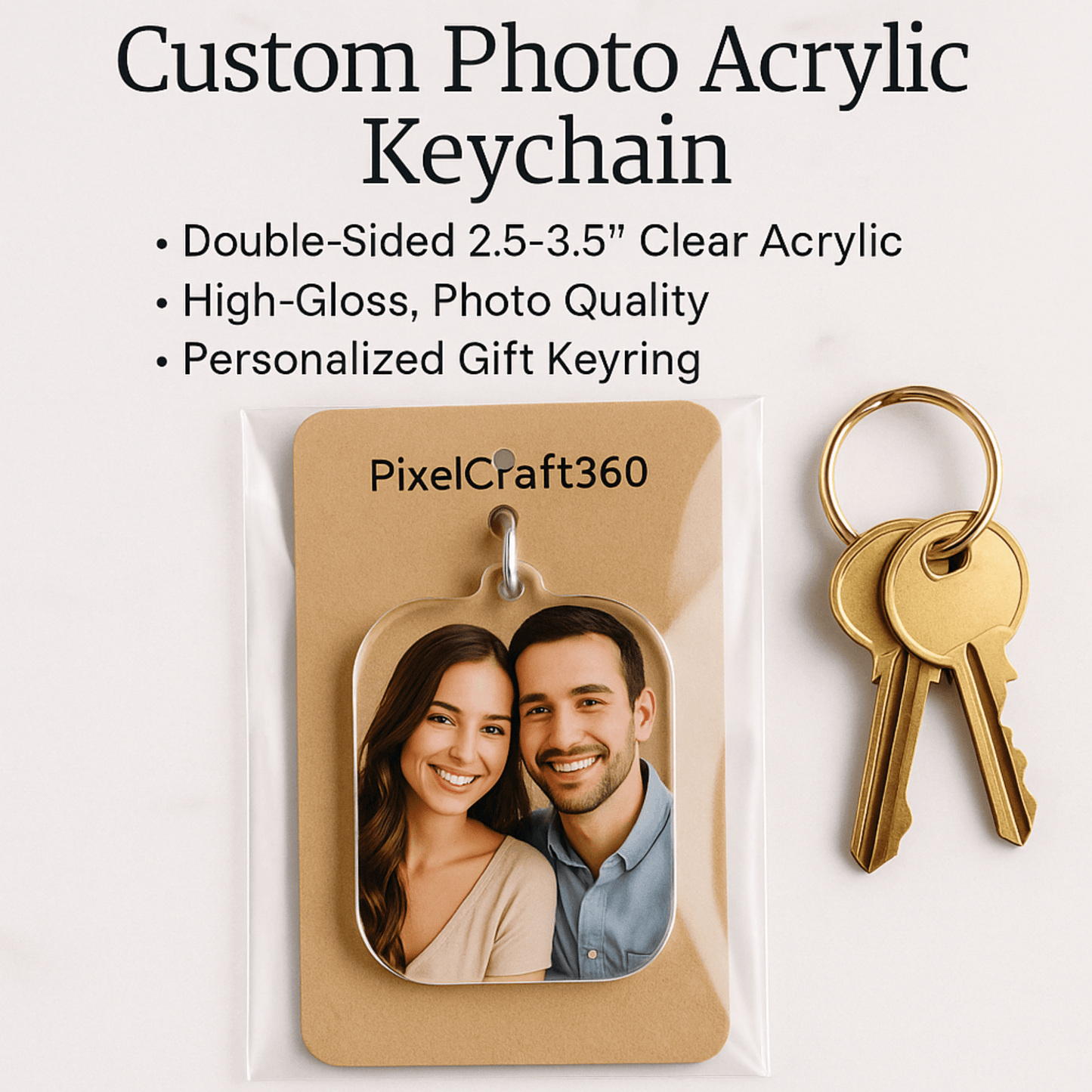 Giant 3.5″ Double‑Sided Custom Photo Acrylic Keychain – Personalized Gift – Custom Photo Gifts by PixelCraft360, unique decoration for events and special gifts