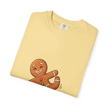 Gingerbread Jive: Festive Cookie Character, Whimsical Holiday Illustration T-shirt – Custom T-Shirt by PixelCraft360, unique decoration for events and special gifts