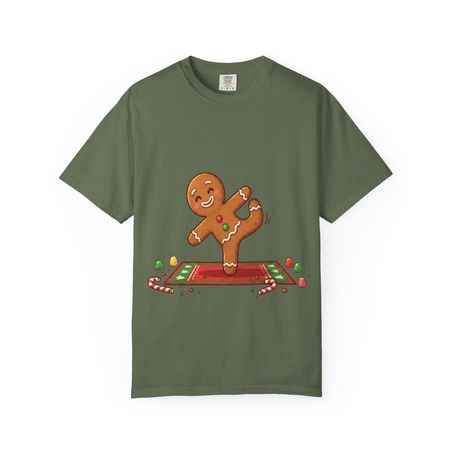 Gingerbread Jive: Festive Cookie Character, Whimsical Holiday Illustration T-shirt – Custom T-Shirt by PixelCraft360, unique decoration for events and special gifts