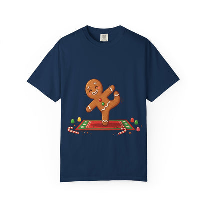 Gingerbread Jive: Festive Cookie Character, Whimsical Holiday Illustration T-shirt – Custom T-Shirt by PixelCraft360, unique decoration for events and special gifts