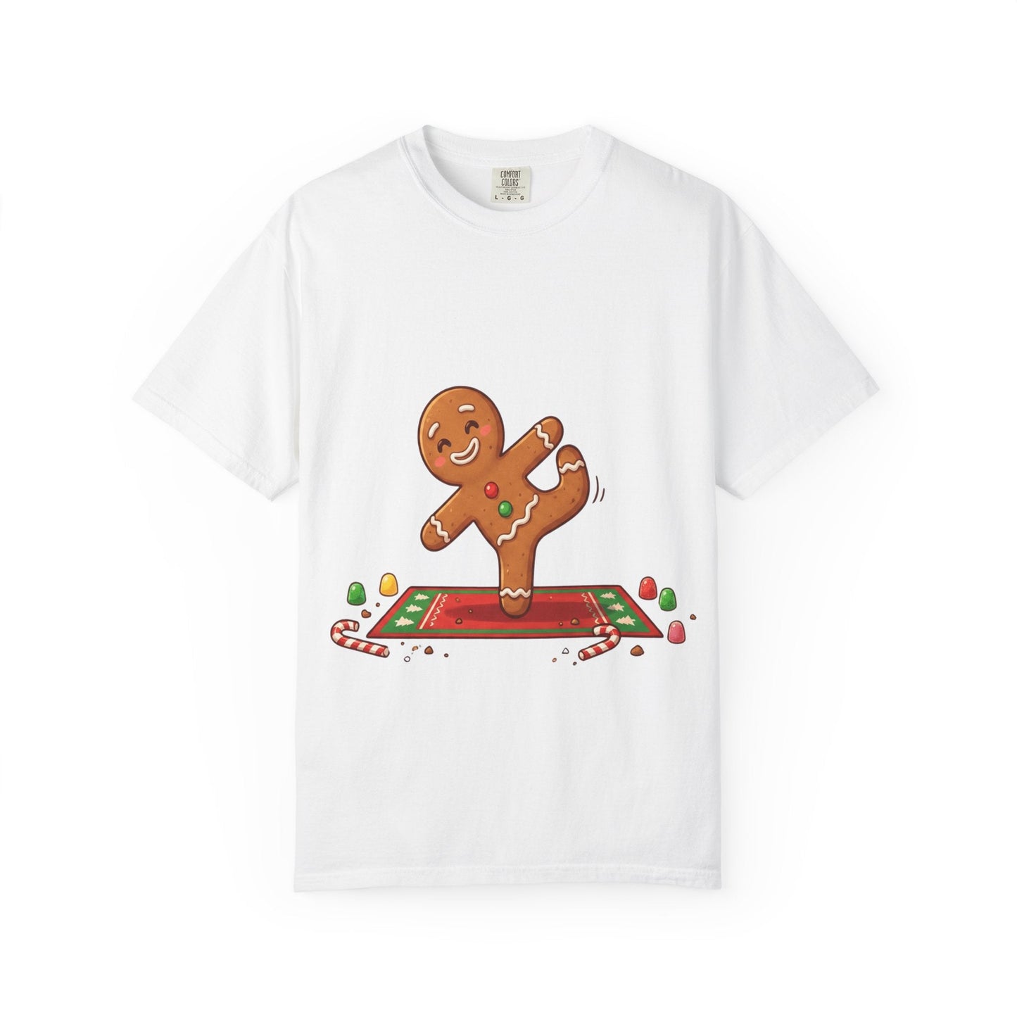 Gingerbread Jive: Festive Cookie Character, Whimsical Holiday Illustration T-shirt – Custom T-Shirt by PixelCraft360, unique decoration for events and special gifts