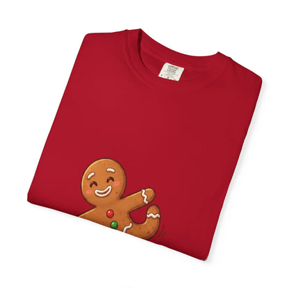 Gingerbread Jive: Festive Cookie Character, Whimsical Holiday Illustration T-shirt – Custom T-Shirt by PixelCraft360, unique decoration for events and special gifts
