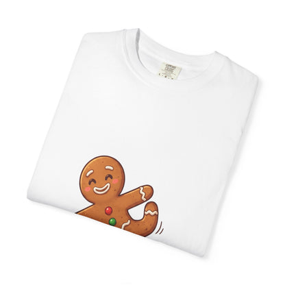Gingerbread Jive: Festive Cookie Character, Whimsical Holiday Illustration T-shirt – Custom T-Shirt by PixelCraft360, unique decoration for events and special gifts