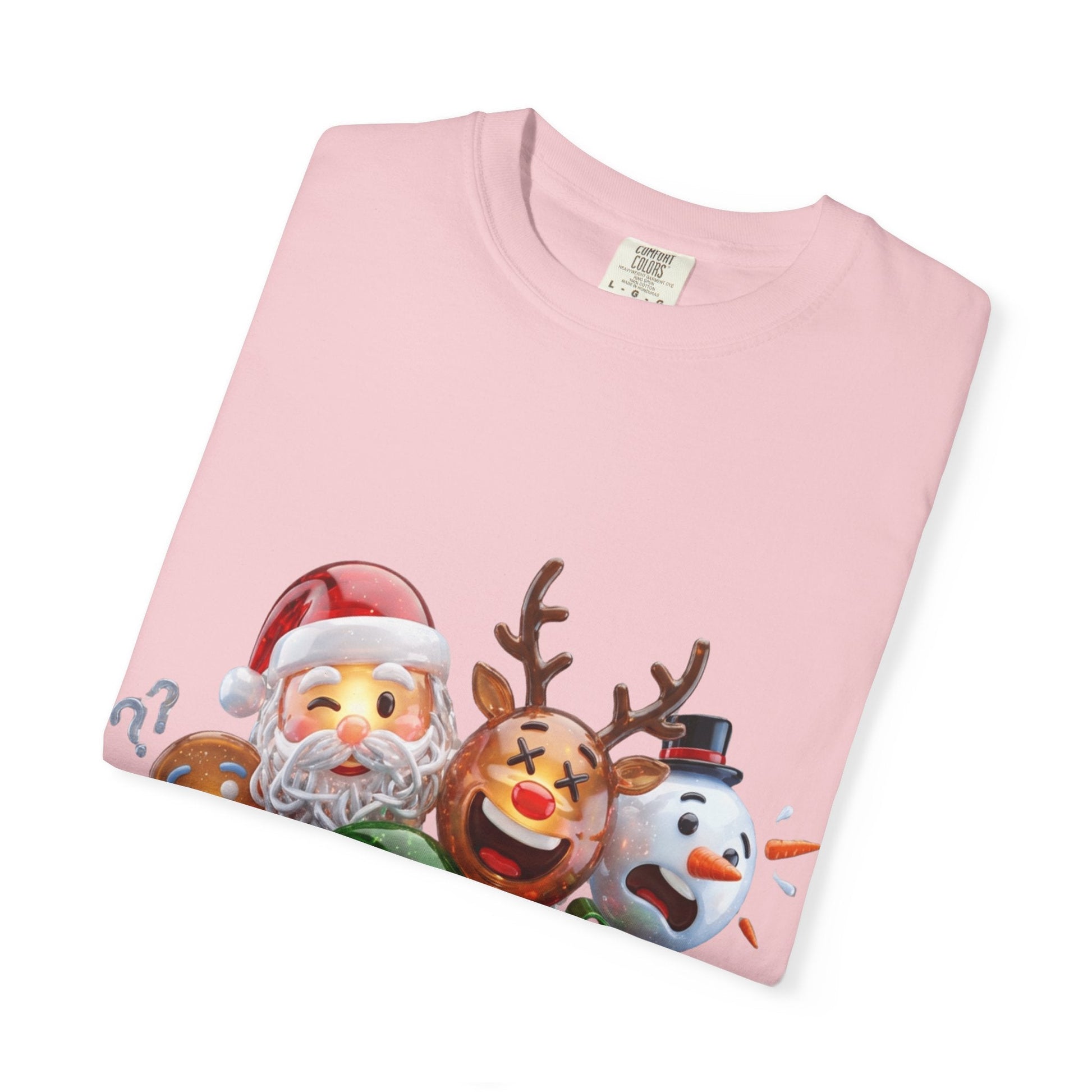 Glossy 3D Holiday Emoji Characters T-shirt | Santa Reindeer Snowman Gingerbread Elf – Custom T-Shirt by PixelCraft360, unique decoration for events and special gifts