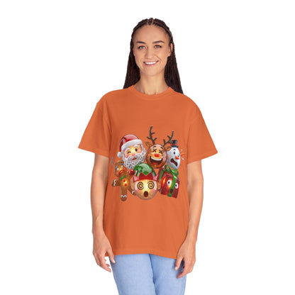 Glossy 3D Holiday Emoji Characters T-shirt | Santa Reindeer Snowman Gingerbread Elf – Custom T-Shirt by PixelCraft360, unique decoration for events and special gifts