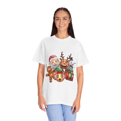 Glossy 3D Holiday Emoji Characters T-shirt | Santa Reindeer Snowman Gingerbread Elf – Custom T-Shirt by PixelCraft360, unique decoration for events and special gifts