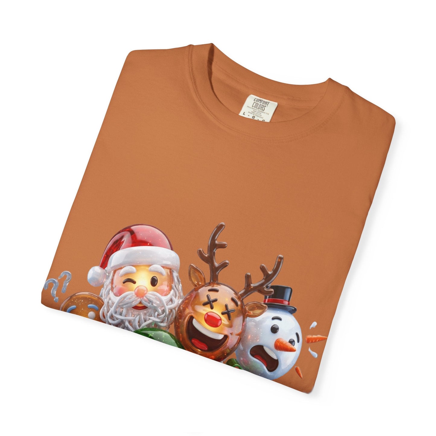 Glossy 3D Holiday Emoji Characters T-shirt | Santa Reindeer Snowman Gingerbread Elf – Custom T-Shirt by PixelCraft360, unique decoration for events and special gifts