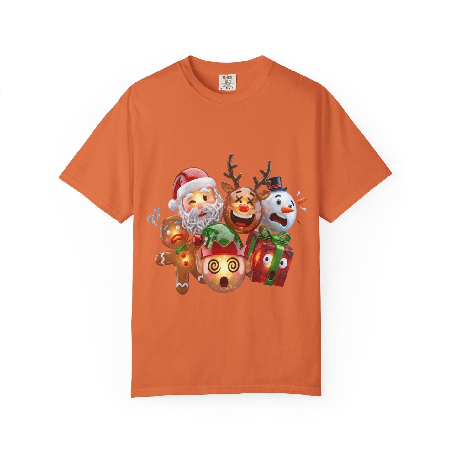 Glossy 3D Holiday Emoji Characters T-shirt | Santa Reindeer Snowman Gingerbread Elf – Custom T-Shirt by PixelCraft360, unique decoration for events and special gifts