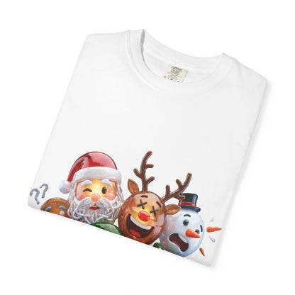 Glossy 3D Holiday Emoji Characters T-shirt | Santa Reindeer Snowman Gingerbread Elf – Custom T-Shirt by PixelCraft360, unique decoration for events and special gifts