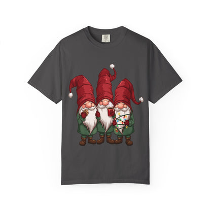 Gnome Sweet Gnome: Holiday Trio Illustration, Festive Digital ArtT-Shirt – Custom T-Shirt by PixelCraft360, unique decoration for events and special gifts