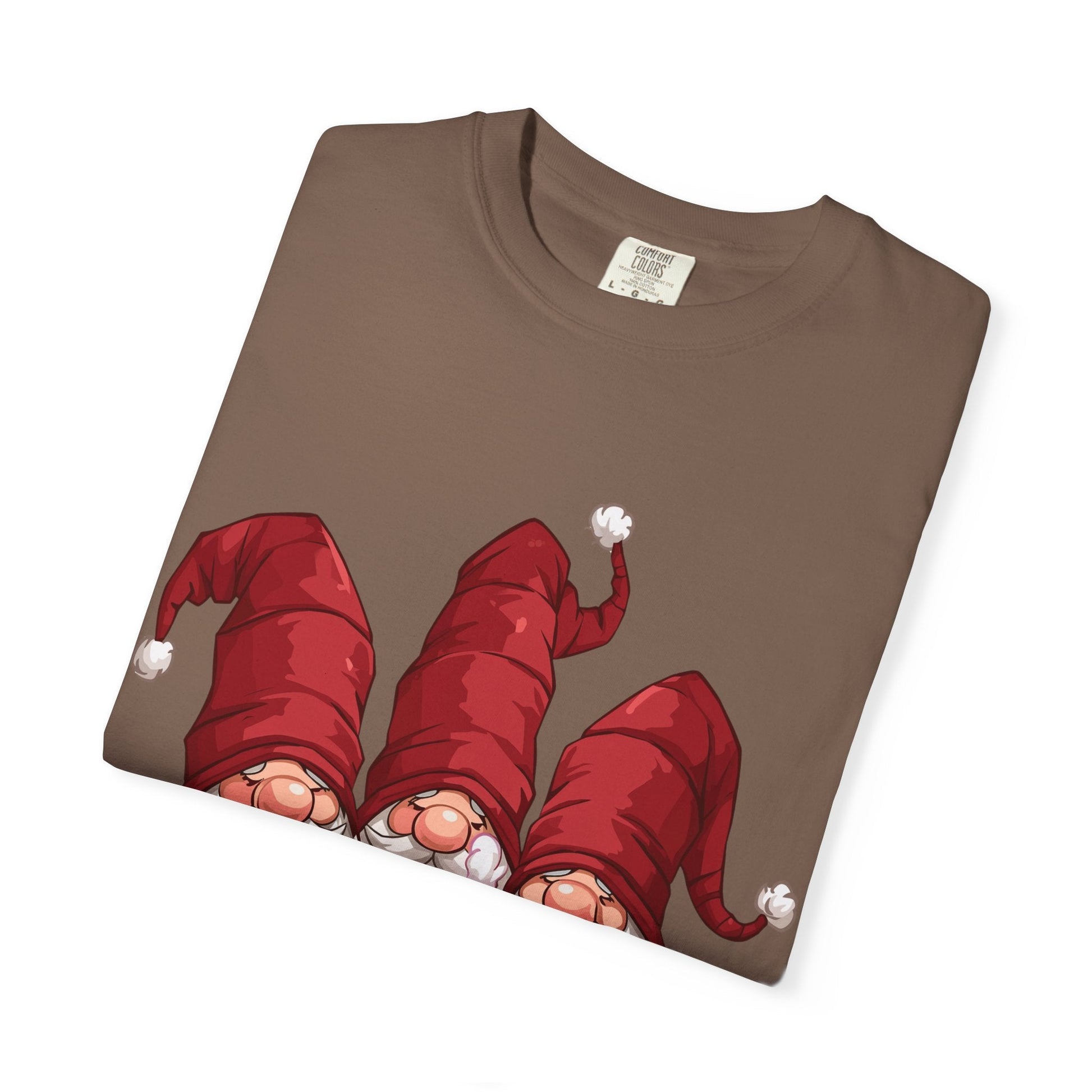 Gnome Sweet Gnome: Holiday Trio Illustration, Festive Digital ArtT-Shirt – Custom T-Shirt by PixelCraft360, unique decoration for events and special gifts