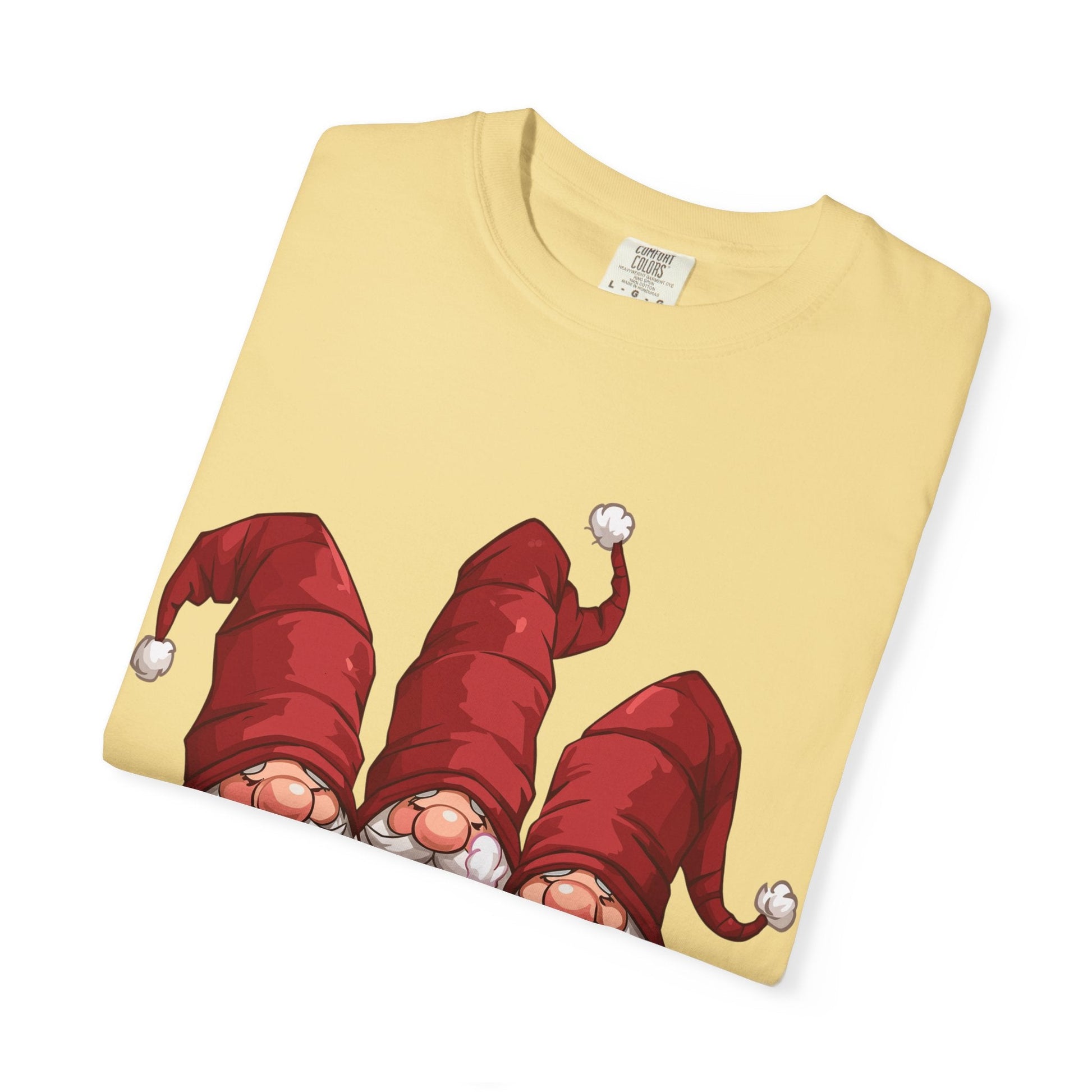 Gnome Sweet Gnome: Holiday Trio Illustration, Festive Digital ArtT-Shirt – Custom T-Shirt by PixelCraft360, unique decoration for events and special gifts