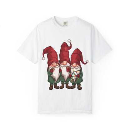 Gnome Sweet Gnome: Holiday Trio Illustration, Festive Digital ArtT-Shirt – Custom T-Shirt by PixelCraft360, unique decoration for events and special gifts