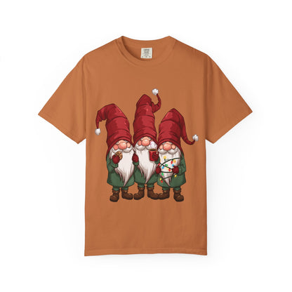 Gnome Sweet Gnome: Holiday Trio Illustration, Festive Digital ArtT-Shirt – Custom T-Shirt by PixelCraft360, unique decoration for events and special gifts