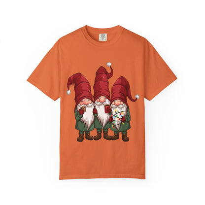 Gnome Sweet Gnome: Holiday Trio Illustration, Festive Digital ArtT-Shirt – Custom T-Shirt by PixelCraft360, unique decoration for events and special gifts