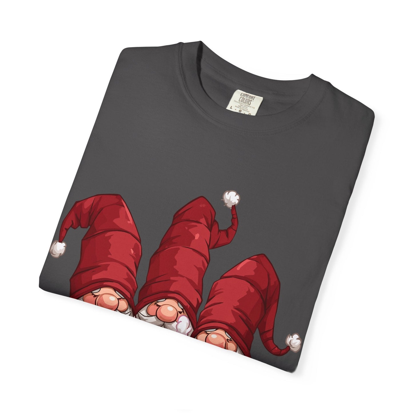 Gnome Sweet Gnome: Holiday Trio Illustration, Festive Digital ArtT-Shirt – Custom T-Shirt by PixelCraft360, unique decoration for events and special gifts